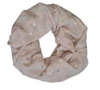 zarolo Damen Loop Schal Schlauchschal leicht, dünnes Halstuch gepunktet, Rundschal Tücher mit Sternen,Damen Loop Beige Sternen weiche Viskose