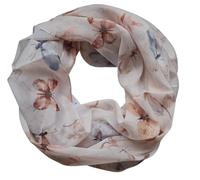 zarolo Damen Loop Schal, Schlauchschal mit Blumen, Schmetterlingen in Rosa dünnes Halstuch, leichter Rundschal Tücher aus weicher Viskose/Baumwolle