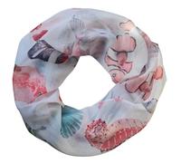 zarolo Damen Loop Schal, Schlauchschal mit Muscheln, Seestern dünnes Halstuch, leichter Rundschal Tücher aus weicher Viskose/Baumwolle