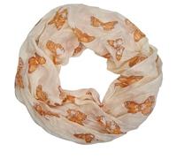 zarolo Damen Loop Schal, Sommer Schlauchschal mit Schmetterlingen creme,dünnes Halstuch, leichter Rundschal Tücher aus Seide/Baumwolle