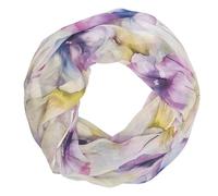 zarolo Damen Loop Schlauchschal dünn, Halstuch, Rundschal Tücher Aquarell Blumen,weiche Viskose