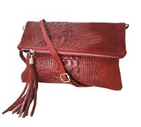 zarolo Damen Umhängetasche,Tasche klein, Schultertasche, Cross Body, Leder Clutch echtes Leder, Handtasche Italienische Handarbeit M20591