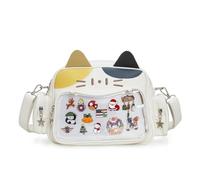 ZAROXOXS Kawaii Ita Bag Rucksack, Crossbody-Tasche, Katzen-Schultertaschen, Mehrzweck-Pin-Display mit Einsatz, Calico Cat, 12 x 4.7 x 7.8 inches