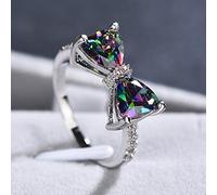 Zarte bunte Zirkonia-Ringe für Damen, exquisites Schleifenknoten-Accessoire für Verlobung