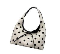 Zarte Damen Schultertasche aus PU, Punktmuster mit dekorativem Knoten, ergonomischer Unterarmgurt für Büro, Pendeln, kleine Schleifentasche, leicht, lässig, praktisch, Schleifen, kompakt, für Damen