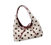 Zarte Damen Schultertasche aus PU, Punktmuster mit dekorativem Knoten, ergonomischer Unterarmgurt für Büro, Pendeln, kleine Schleifentasche, leicht, lässig, praktisch, Schleifen, kompakt, für Damen