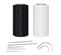 Zasvec Gewachster Faden 2 Stück Leder Nähen Wachs Faden Sattlergarn Wachsfaden Leder Naehen Gewachst Faden Leder gewachst Wachs Thread Cord 1mm mit Nähnadel für Nähen Handwerk 260mm