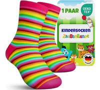 Zauberbande Kindersocken Mädchen - 1 Paar / 23-26 - Socken Kinder Mädchen, aus Baumwolle mit Regenbogen Motiven, atmungsaktiv - Kinder Socken für Schule, Freizeit & Sport - OEKO-TEX Standard 100