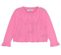 Zauberhaft süße Strickjacke in Pink mit Zopf & Ajourmuster, gerüschtem Abschluß von Mayoral 1335 (86)