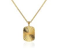 ZAVANA Simple rechteckige Medaillon-Halskette aus Gold für Damen und Teenager Mädchen. Einfache Goldkette und minimalistischer Medaillon-Anhänger aus Gold mit glänzendem Diamant-Schliff-Muster.