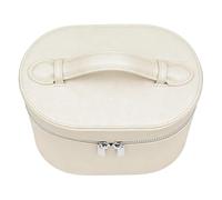 ZAWELIYO Reise-Make-up-Etui, Kosmetiktasche mit Griff, Herausnehmbares Innenfutter für Damen und Mädchen, PU-Kulturbeutel, 16,5 X 14,5 X 21 cm (Beige)