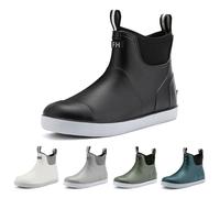 zaxunai Gummistiefel Herren Halbhoch Wasserdicht, Gefüttert Protective Anti-Rutsch Stiefeletten, Grundlegend PVC Chelsea-Stiefel