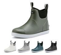 zaxunai Gummistiefel Herren Halbhoch Wasserdicht, Gefüttert Protective Anti-Rutsch Stiefeletten, Grundlegend PVC Chelsea-Stiefel