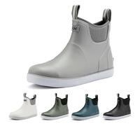 zaxunai Gummistiefel Herren Halbhoch Wasserdicht, Gefüttert Protective Anti-Rutsch Stiefeletten, Grundlegend PVC Chelsea-Stiefel