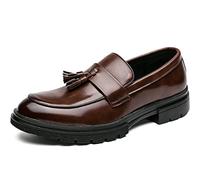 Zaylee Mokassins Herren Elegant Business Schuhe Oxford Leder Hochzeit Trachtenschuhe,EU46-Braun