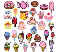 Zayookey 32 Stück Patches zum Aufbügeln Applikation Buegelbilder Bestickte Patches Sticker Krapfen Gestickte Aufnäher für Jacken Hut Kleidung Dekoration DIY Bekleidung zubehör (Dessert Patch)