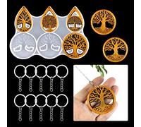 Zayookey Schlüsselanhänger Silikonform, Baum des Lebens Epoxidharz Formen, Anhänger Gießform Keychain Resin Mold mit Löchern mit 10 Tastenringen für DIY Basteln Hängende Ornamente Schmuck