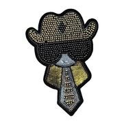 ZAZUZU 15 x 10 cm 2 Stück großer schwarzer und Goldener Bär zum Aufbügeln Applikationen für Kleidung Pailletten-Patches für Jeansjacken zum Aufnähen Pailletten-Stickerei-Patches