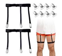 ZBHDEYG 1 Paar Schwarze Hosenträger, 8 Stück Entenschnabelschnallen, Hochelastische Beinschlaufen, Elastische Strumpfhalter, Rutschfeste Hosenträger, Elastischer Hemdhalter, Beinschlaufen-Hosenträger