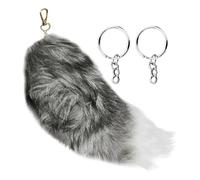 ZBHDEYG 1 Stück Fuchsschwanz-Anhänger, 2 Stück Schlüsselanhänger, Künstlicher Plüschschwanz, Schwanz-Schlüsselanhänger, Stofftier-Anhänger, Schwanzdekoration