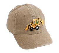 ZBHDEYG 1 Stück Kinder-Baseballkappe, Bagger-Bestickte Schirmmütze, Verstellbare Baseballkappe Mit Schnalle Hinten, Sonnenhut Mit Breiter Krempe, Outdoor-Sporthut, Sommersonnenhut (Khaki)