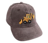 ZBHDEYG 1 Stück Kinder-Baseballkappe, Bagger-Bestickte Schirmmütze, Verstellbare Kappe Mit Schnalle Hinten, Sonnenhut Mit Breiter Krempe, Outdoor-Sporthut, Sommersonnenhut (Braun)