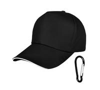 ZBHDEYG 1 Stück Schwarze Baseballkappe, Laufkappe für Herren, Sommervisier, Atmungsaktive Schnelltrocknende Sportkappe, Verstellbare Basecap zum Laufen, Wandern, Camping