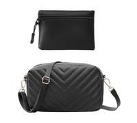 ZBHDEYG 1 Umhängetasche Mit Wellenmuster, 1 Geldbörse Mit Reißverschluss, Umhängetasche, Damen-Umhängetasche Mit Verstellbarem Schultergurt, Wasserdichte Ledertasche, Lässige Umhängetasche