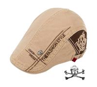 ZBHDEYG 1 Vintage-Baskenmütze, 1 Totenkopf-Nadel, Herren-Schiebermütze, Verstellbare Mütze, Ganzjahres-Baskenmütze, Einfache Lässige Vorwärtsmütze, Große Krempe