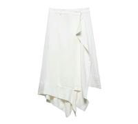 ZBJZUIMEI Langer Rock Damen Frauen Mit Mittlerer Länge Midi -Rock Einzigartigem Design In Leinenmischungsstoff Und Asymmetrischer Dekoration Für Einen Stilvollen Look-Weiss-s