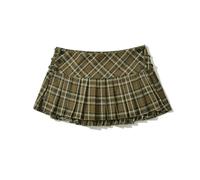 ZBJZUIMEI Langer Rock Damen Sommer -miniröcke Für Frauen Vintage Plaidröcke Y2k -röcke Place Plaid Niedrige Taille Miniröcke Preppy Style-armeegrün-s