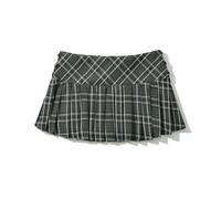 ZBJZUIMEI Langer Rock Damen Sommer -miniröcke Für Frauen Vintage Plaidröcke Y2k -röcke Place Plaid Niedrige Taille Miniröcke Preppy Style-grau-m