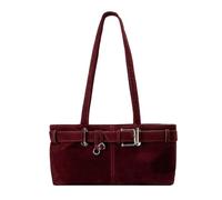 ZBJZUIMEI Schultertasche Damen Vintage Gürtel Deco Aberarm Bag Frauen Umhängetaschen Herbst Und Winter Lady Handtaschen-weinrot