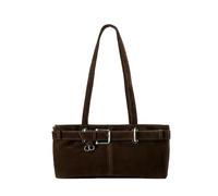 ZBJZUIMEI Schultertasche Damen Vintage Gürtel Deco Aberarm Bag Frauen Umhängetaschen Herbst Und Winter Lady Handtaschen-Kaffee
