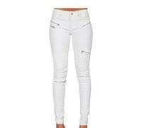 ZC8bdbd Schwarze Hose aus PU-Leder beschichtete Denim-Hose für Damen, sexy, enganliegend, dehnbar, Reiter-Leggings