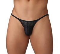 ZC8bdbd Spitzenslip für Herren, tiefsitzend, sexy, durchsichtig, Netzstoff, G-String, Unterwäsche, Mini-Unterhose, Bikini, Schwarz, Large