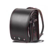 ZCBYBT PU-Leder-Box-Rucksack Ransel Randoseru reduziert das Gewichtsgefühl, Grundschule, für Mädchen und Jungen,Schwarz,34 * 26 * 20cm