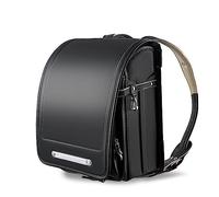 ZCBYBT Ransel Randoseru Automatische Lock Leichte Schultasche PU Leder Japanische Box Rucksack 'Für Mädchen Und Jungen,Schwarz,32 * 15.5 * 23.5cm