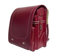 ZCBYBT Ransel Randoseru Große Kapazität Rucksack PU Leder Schultasche mit Automatischem Schloss Leichte Büchertasche für Mädchen und Jungen,Rot,35 * 26 * 19cm