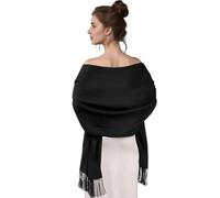 Zcbzbn Women's Cashmere Scarf and Shawls Wedding Shoulder Scarf Winter Autumn Women Blanket Soft Cashmere with Fringes for Women Blanket Shawls (Black)
