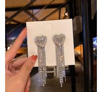 ZCCZJS Farbe übertriebene Lange Ohrringe für Frauen Strassstein Quasten Ohrringe Schmuck Geburtstag Geschenk