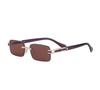 ZCCZJS Kleine rechteckige randlose Sonnenbrille Männer Luxus rahmenlose Sonnenbrille Schatten