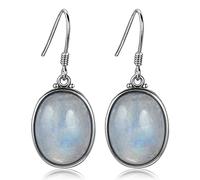 ZCCZJS Ohrringe 10x14 mm großer ovaler natürlicher Mondstein -Anhänger Ohrringe