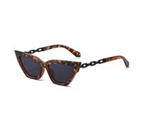 ZCCZJS Vintage Women Sonnenbrille Katze Auge weibliche Straße Snap Sonnenbrille Retro -Kette