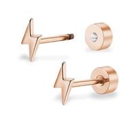 ZDE Titan Frauen Flatback Ohrringe Himmlische Blitz Bolzen Damen Ohrringe 5mm flach zurück CZ hypoallergen Knorpel Flatback Ohrring Tragus Helix Tragus Conch Piercing