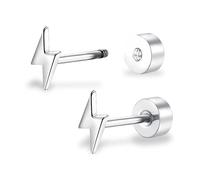 ZDE Titan Frauen Flatback Ohrringe Himmlische Blitz Bolzen Damen Ohrringe 5mm flach zurück CZ hypoallergen Knorpel Flatback Ohrring Tragus Helix Tragus Conch Piercing