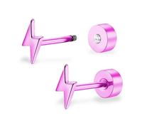 ZDE Titan Frauen Flatback Ohrringe Himmlische Blitz Bolzen Damen Ohrringe 5mm flach zurück CZ hypoallergen Knorpel Flatback Ohrring Tragus Helix Tragus Conch Piercing