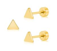 ZDE Titan Frauen Flatback Ohrringe Himmlische Blitz Bolzen Damen Ohrringe 5mm flach zurück CZ Ohrring hypoallergen Knorpel Flatback Ohrring Tragus Helix Tragus Conch Piercing (Triangle-Gold)