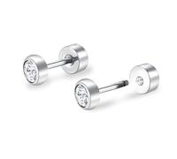 ZDE Titanium Flatback Ohrringe für Frauen Crystal Blue Zirkon Ohrstecker flach zurück Damen Ohrringe hypoallergen Knorpel Flatback Ohrring Tragus Helix Tragus Conch Piercing (Crystal, 3MM)