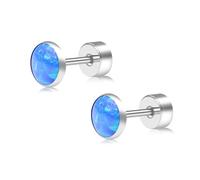 ZDE Titanium Flatback Ohrringe für Frauen Opal Lavendel Ohrstecker flach zurück Frauen Ohrringe hypoallergen Knorpel Flatback Ohrring Tragus Helix Tragus Conch Piercing (Blue Pacific, 4MM)